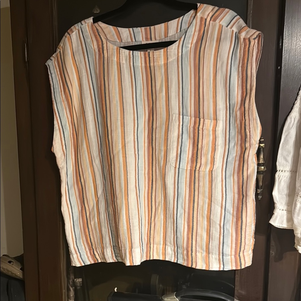 a.n.a Tan and Brown Sleeveless Boxy Blouse